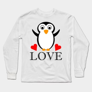 Cute Penguin with Heart and Love Long Sleeve T-Shirt